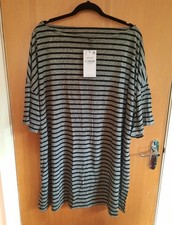 Grey Black Stripe Longline T-Shirt Top, Plus Size 26 Size 28 Yours Clothing, J20