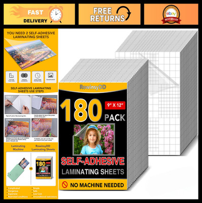 180 PCS Self-Adhesive Laminating Sheets 9x12'' - No Heat, Easy Self-Sealing Lamin