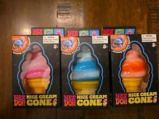 NeeDoh Nice Cream Cone SET OF 3 Nee Doh Ice Cream Cone Toy Pink Orange Blue NEW