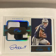 2022 Panini One - Rookie Dual Patch Autographs Jalen Tolbert #49 Blue /99 (RC) 