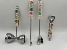 Vintage Mid-Century Modern card deck Dice Barware Cocktail  jigger spoon Opener