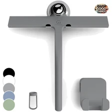 Timeless 9-Inch Silicone Shower Squeegee with Safer Suction Hook - Modern Style