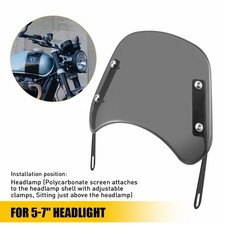 Universal Motorcycle Windshield Front Flyscreen Windscreen w/Mount Bracket 5"-7"