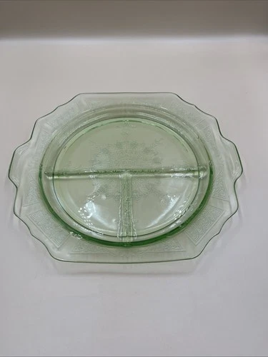 Antique Depression Glass, Hocking Glass Co. PRINCESS 11½" GRILL PLATE, Green