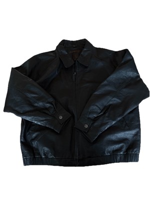 Mens St Johns Bay Black Leather Aviator Jacket Insulated Size XL GUC 6662