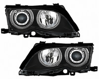 Ccfl Angel Eyes Scheinwerfer Set In Schwarz FüR 3Er BMW E46 Limo + Touring