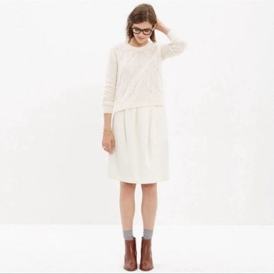 Madewell Modern Line Ivory Pleated Skirt Size 2 Textured Corridor Office Classic