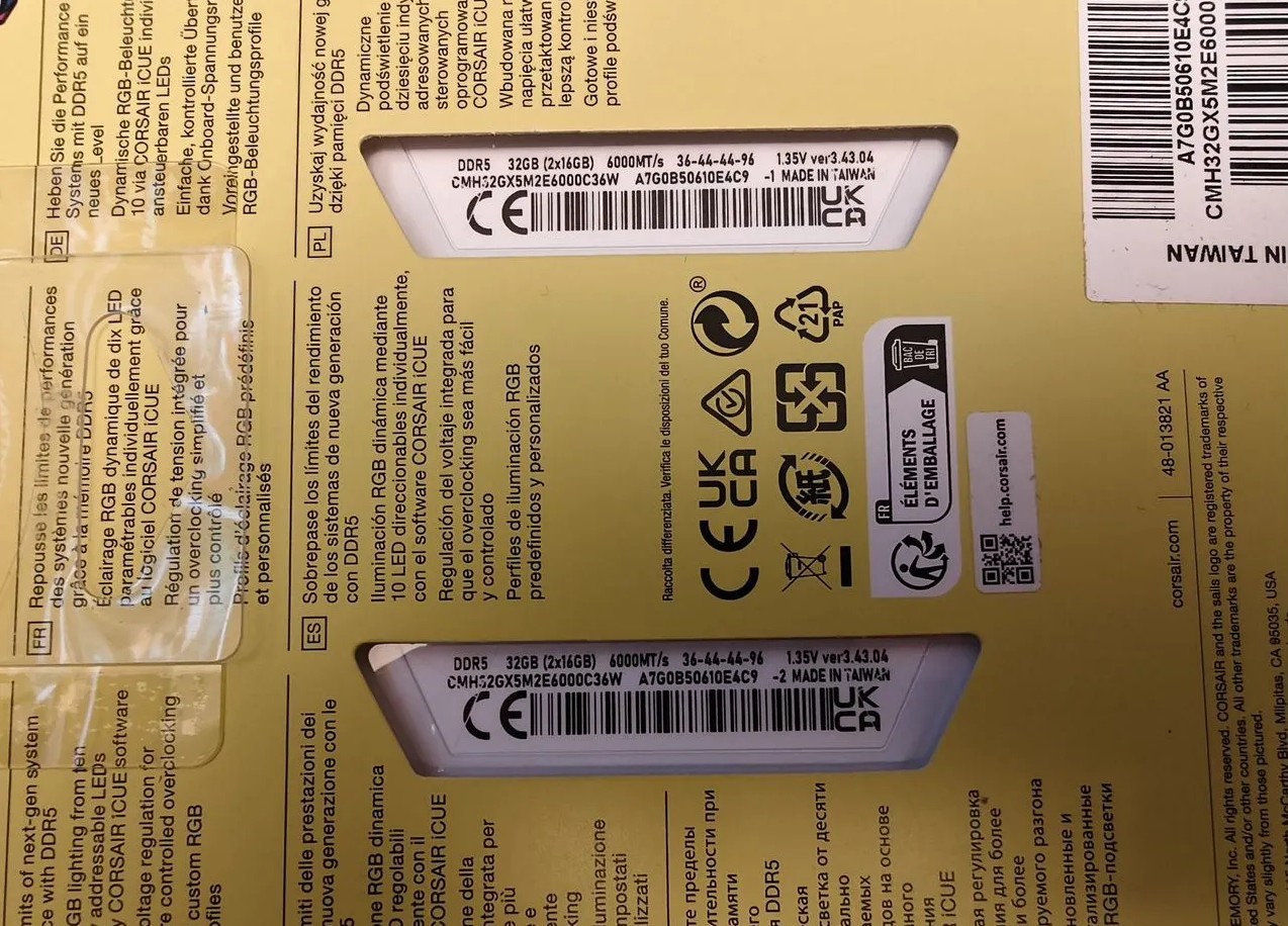 Corsair Vengeance DDR5 (2x16GB) 6000MHz DIMM Intel XMP Ready RAM 3