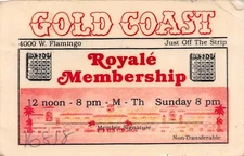 Gold Coast Casino - Las Vegas, NV - Paper Royale Membership Card, w/bingo card