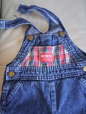 VTG OshKosh B'gosh Made in USA Plaid Trim Denim Overalls 12M Vestbak