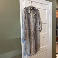 Old Navy Womens L Animal print button up Sheer tab Sleeve Boho Mini Dress (LS)