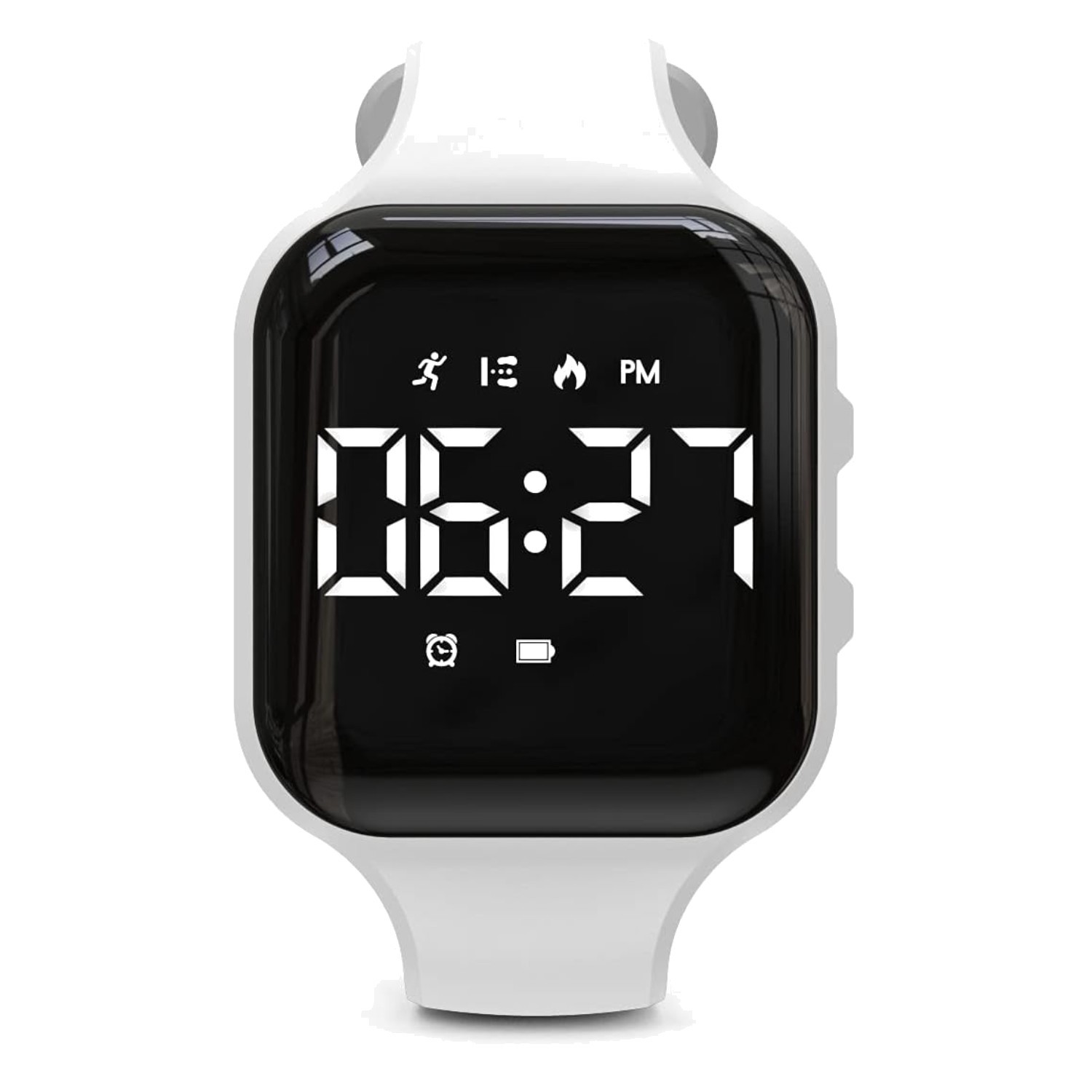 Non-Bluetooth LED Fitness Tracker Watch for Kids - Step & Calorie Counter, White