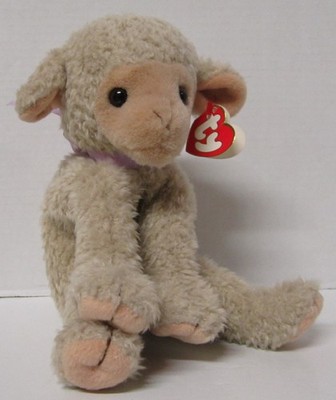 Ty Beanie Buddy 1997 Lovie The Lamb Sheep 9'' Bean Bag Plush Purple Bow w/Tag