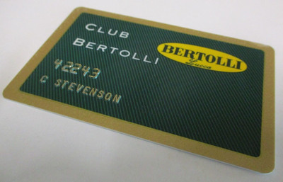 Club Bertolli - Plastic Card - Olive Oil Company - Membership Rewards - 1990s