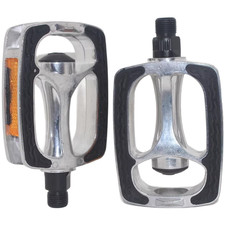 Vintage-Style Aluminum Pedals Silver Reflective for Japanese Daily Ride Bikes