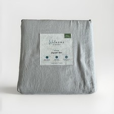 WelHome 3 Pc Relax Linen BlendDuvet Cover Set King/Cal King Storm Cloud Gray NEW