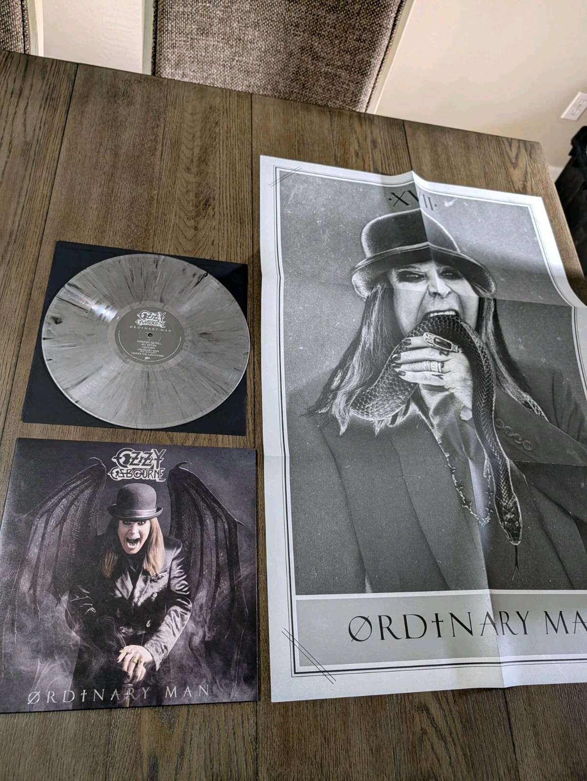 Ozzy Osbourne Ordinary Man LP 33 RPM Epic Vinyl Grey Marbled  With Poster