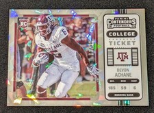 2023 Contenders Draft DeVon Achane RC /11 Cracked Ice College Ticket Texas A&M