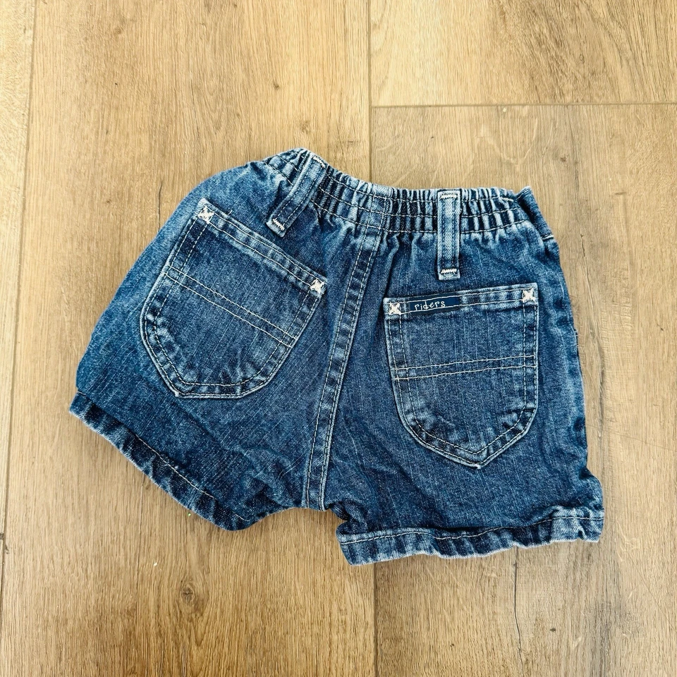 Pantalones Cortos Jean Riders Azul Con Flores Bordadas Infantil Niñas Talla 12 Meses Foto 2 de 4