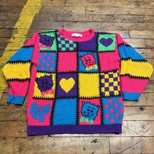 Vintage Brisbane Express Neon Bright Colored Sweater Made in USA 80's girls M