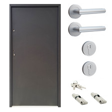 Ausstellungstür #AP06 Nebeneingangstür ATU68 mit Griffset DIN Links 100x200 cm