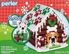 Perler Fused Bead Kit 3D Doghouse Christmas Gingerbread NEW