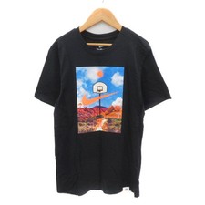 Nike T Shirt Men Short Sleeve Black Light Blue Cotton Cut Sew S