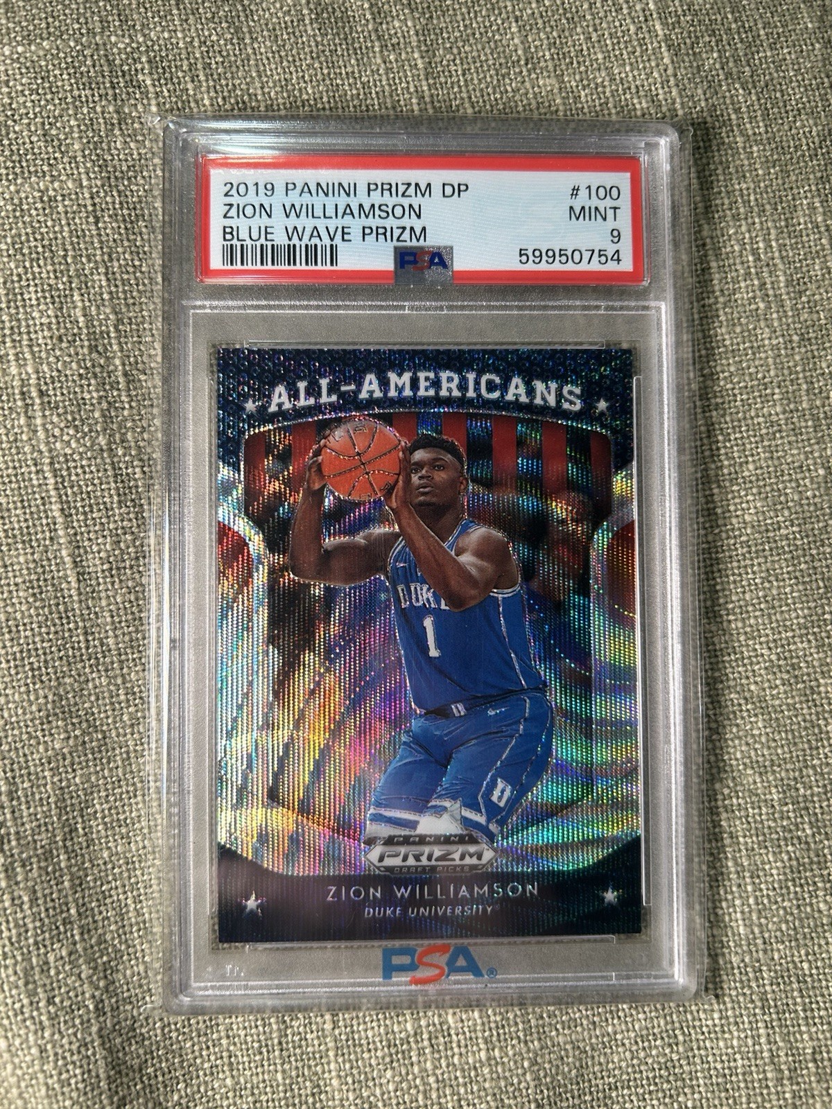 Zion Williamson 2019 Panini Prizm DP Blue Wave PSA 9 /299