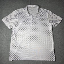 Adidas Golf Polo Shirt Mens XL White Performance All Over Print Logo