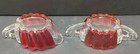 Vintage Heisey Crystalite Glass Creamer & Sugar Set w/ Cranberry Red Stripes — photo 5