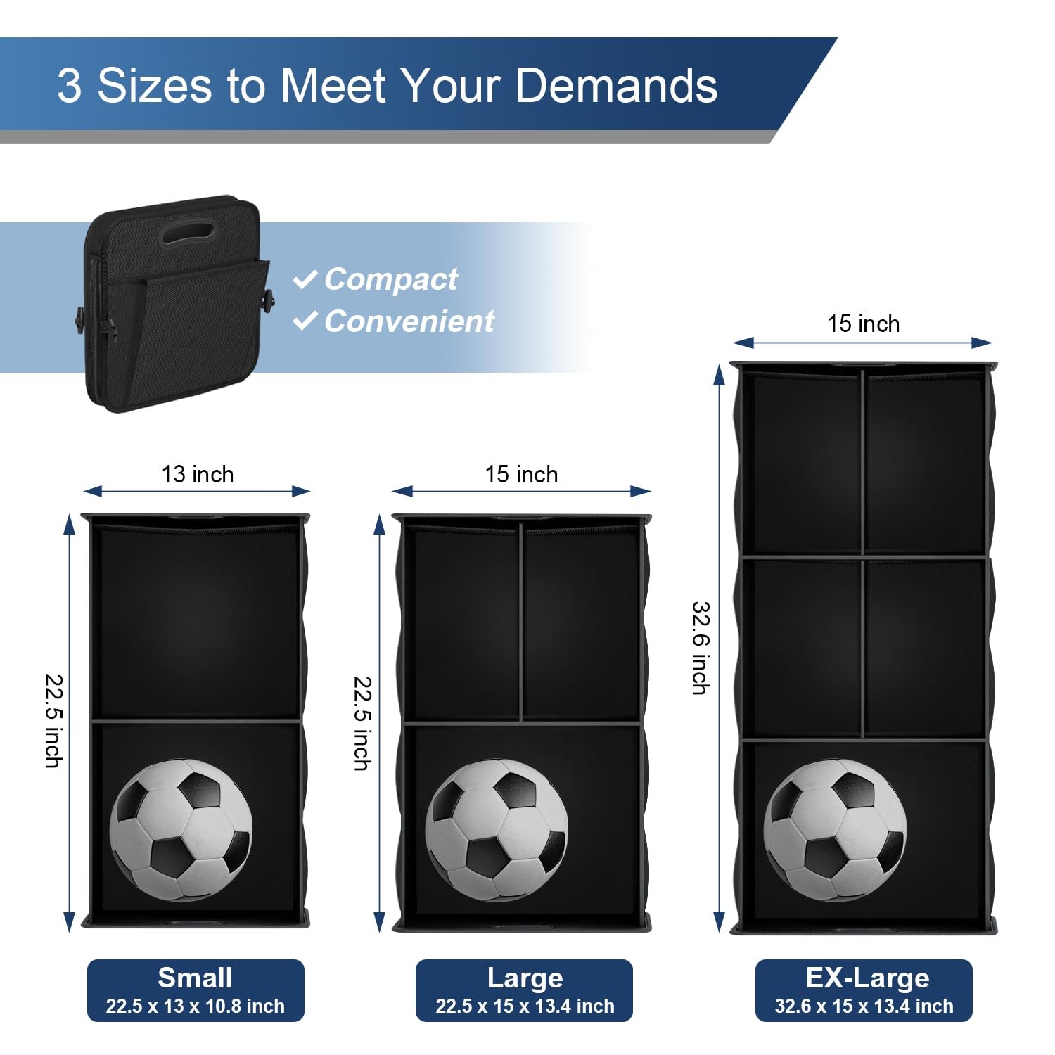 Large 72L Waterproof Trunk Organizer with 11 Pockets for SUV/Jeep/Sedan