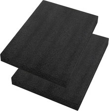 2 Pcs 12 x 16 x 1INCH Black Polyurethene Foam Sheets,Cuttable Packing Foam Block