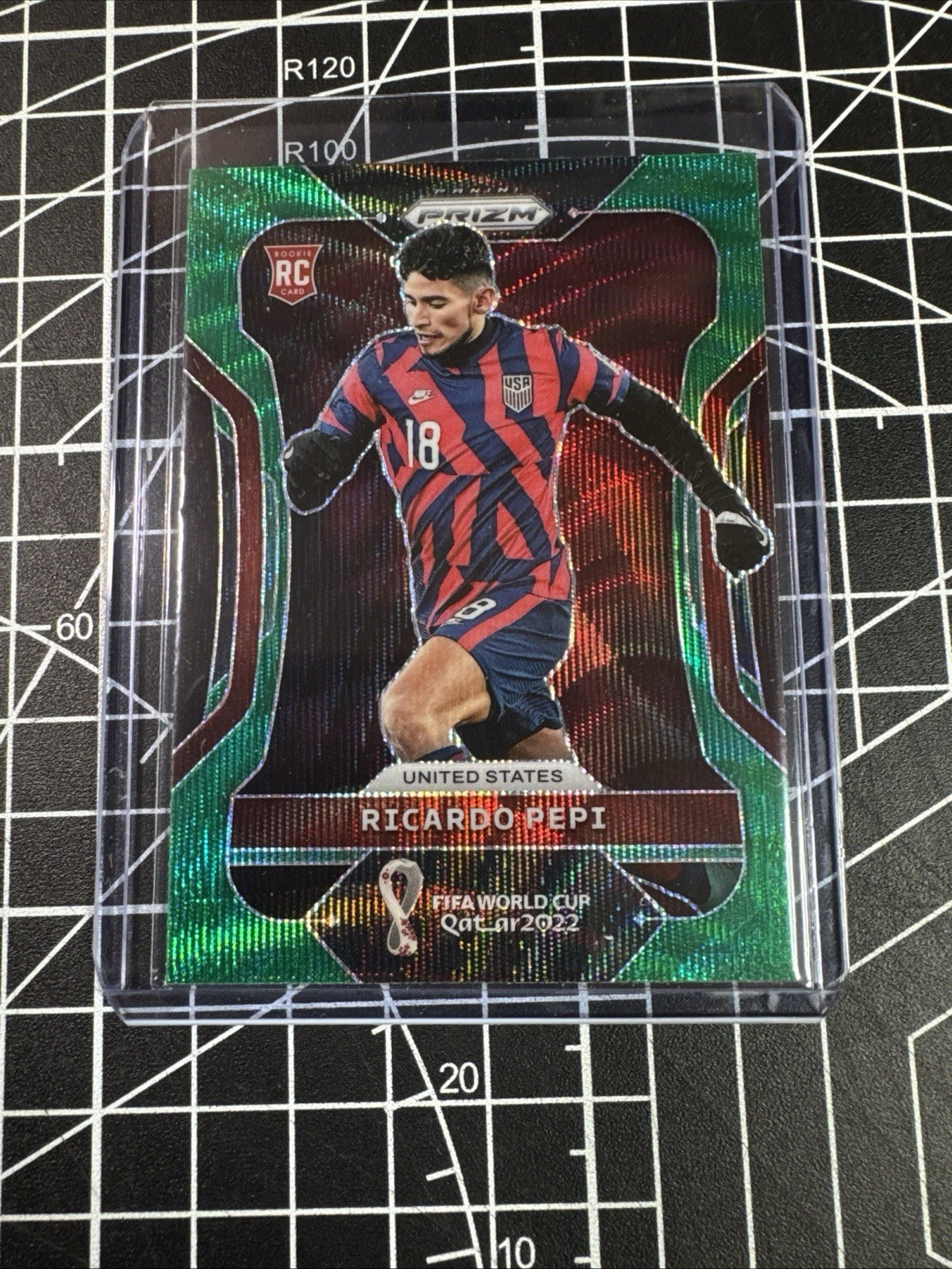 2022 Panini Prizm World Cup #205 Ricardo Pepi Green Wave Prizm RC