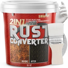 2 in 1 Rust Conveter Matte Black 35 Oz Auto anti Conversion Paint Rusty Metal