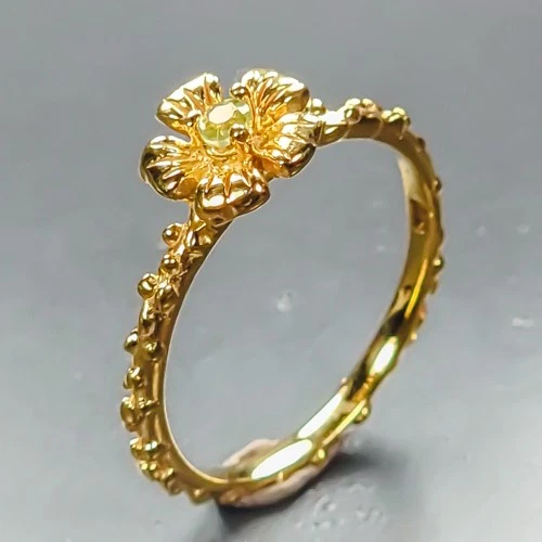 Jewelry ring Natural Peridot Ring 925 Sterling Silver Size 7 /R464598