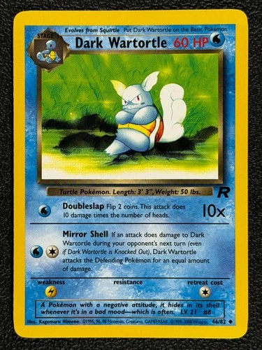DARK WARTORTLE 46/82 Base Set Team Rocket Uncommon Stage 1 Pokemon Card 2000 NM