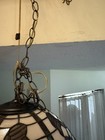 1 Fringed Tiffany Style Stained Glass Lamp Shade Hanging Floral Vintage 17” — photo 2