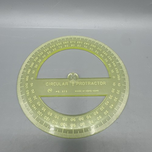 Vintage Sterling Circular Protractor 675 Plastic Hong Kong Fluorescent Yellow