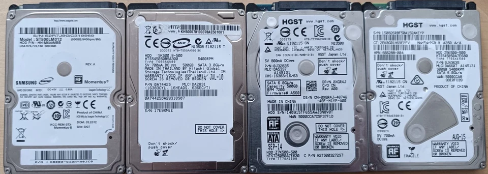 Lot 15 Disques dur SATA 2.5" 500Go Diverses Marques - Testés BONS - Photo 3/4