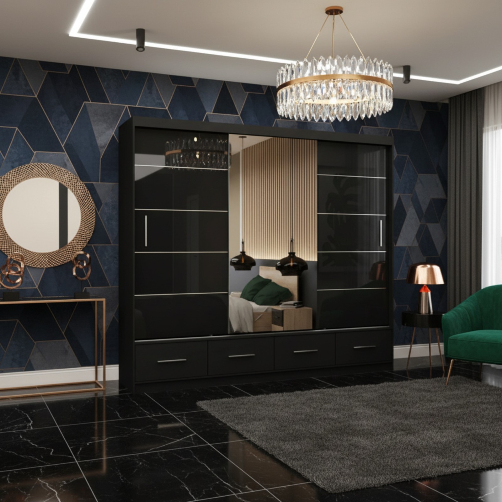 FLORENCE 250 Triple Sliding Wardrobe - Space-Saving Design 5 Variants