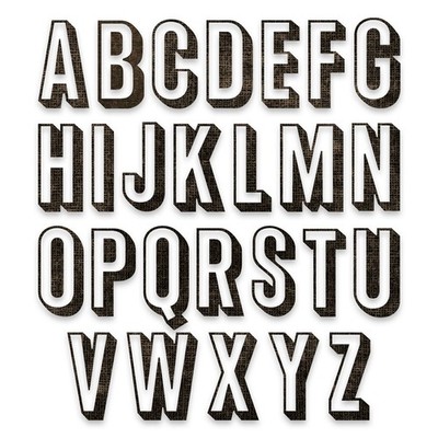 Sizzix Tim Holtz Thinlits Die Set Alphanumeric Shadow Upper 26pcs