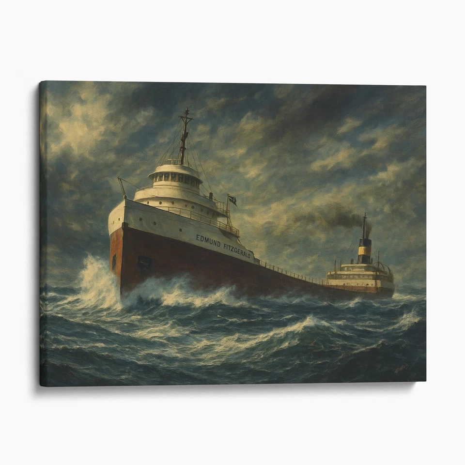 Arte de pared impresión en lienzo pintura barco carguero de los Grandes Lagos Edmund Fitzgerald Foto 2 de 4