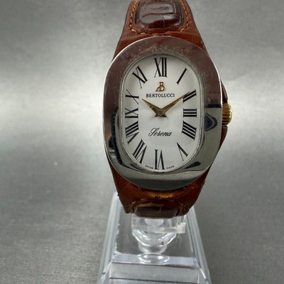 Bertolucci Serena Watch Women 27mm White Dial Steel Oval 313-6163 New Battery