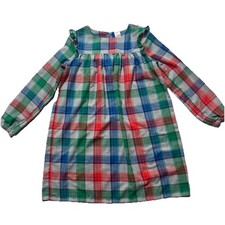 Gymboree Girls Plaid Nightgown Size L Cozy Cottagecore Ruffle Sleep Dress
