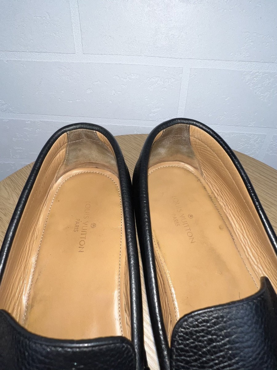 LOUIS VUITTON Loafers Leather Dress Shoes MONTAIGNE LV Black Mens