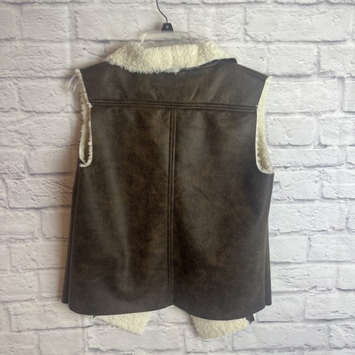 Sonoma Women’s NWT Faux Leather Shearling Rustic Chic Vest Size Large - Picture 4 of 7