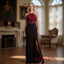 SOIEBLU formal Fitted Long High Slit Holiday Dress Sz SMALL