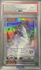 2026 Topps Series 1 Jonah Tong On Card Rookie Auto 75th 22/75 PSA DNA 9/10 Auto