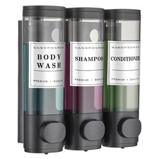 300ml Black Wall Mounted No Drill Shower Soap Dispenser with Waterproof Labels
