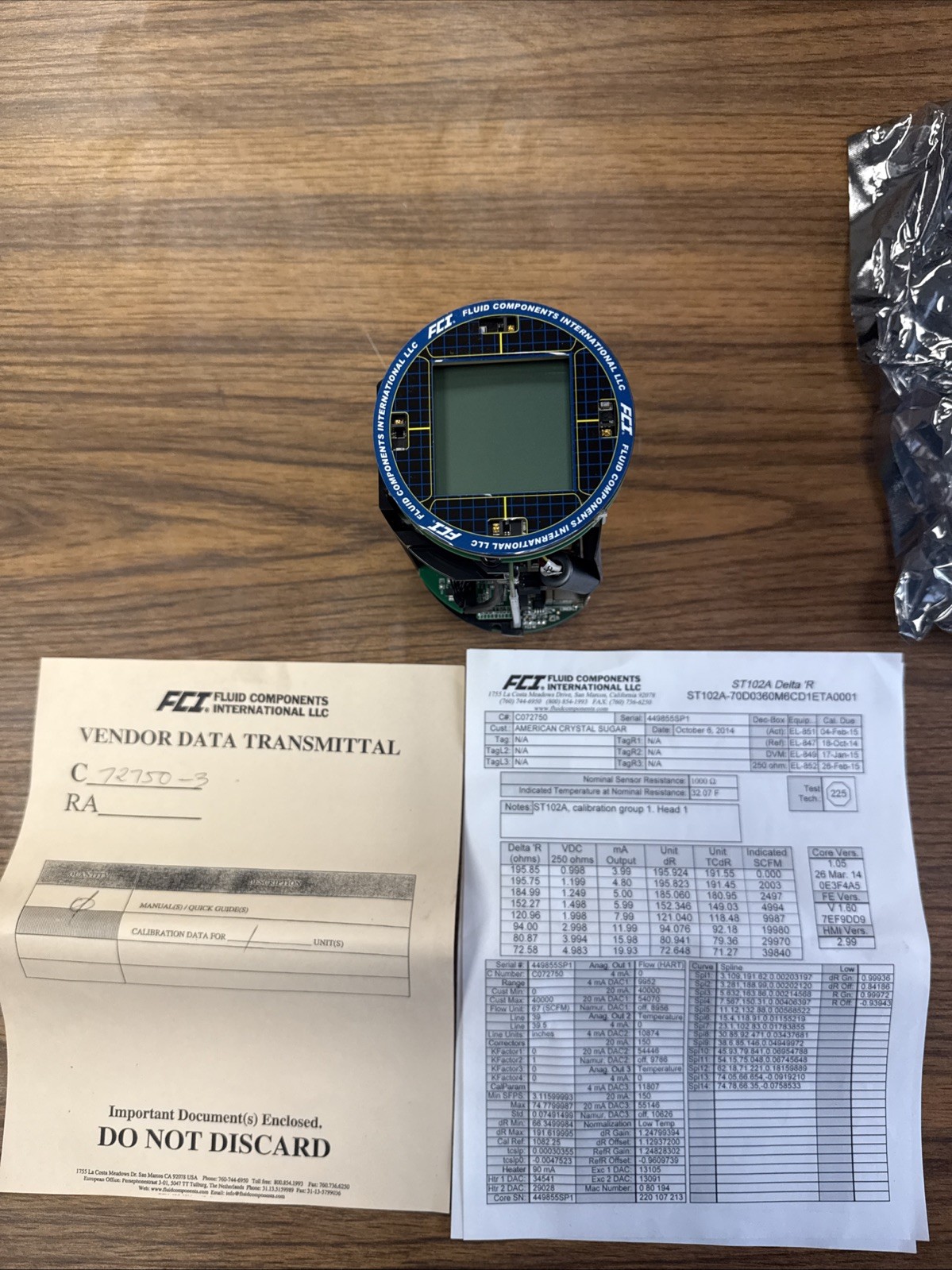 Fluid Components International ST102A Air/Gas Thermal Mass Flow Meter.